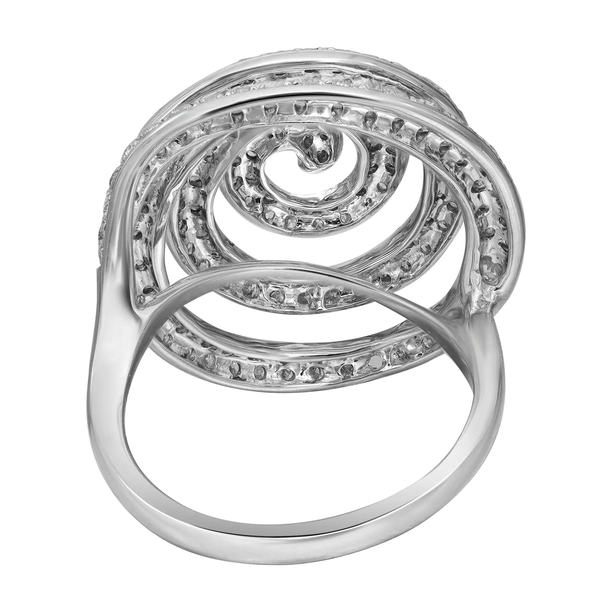 Modern 1.88cttw Round Cut Diamond Ladies Spiral Cocktail Ring 14k White Gold For Sale