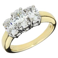 Vintage 1.88ctw Oval Diamond 14K 3 Stone Ring
