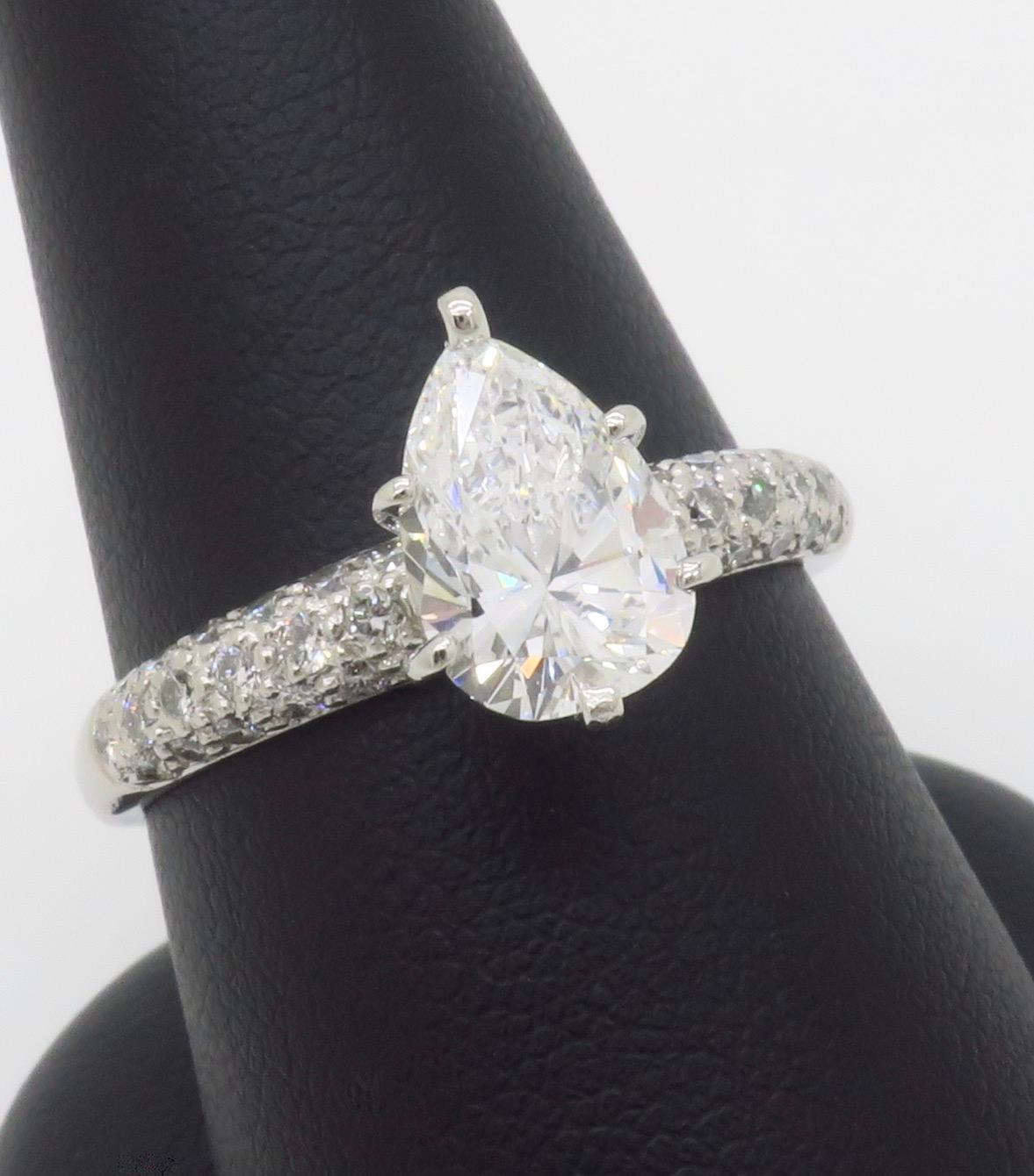 1.88CTW Pear Shaped Diamond Engagement Ring in Platinum 5