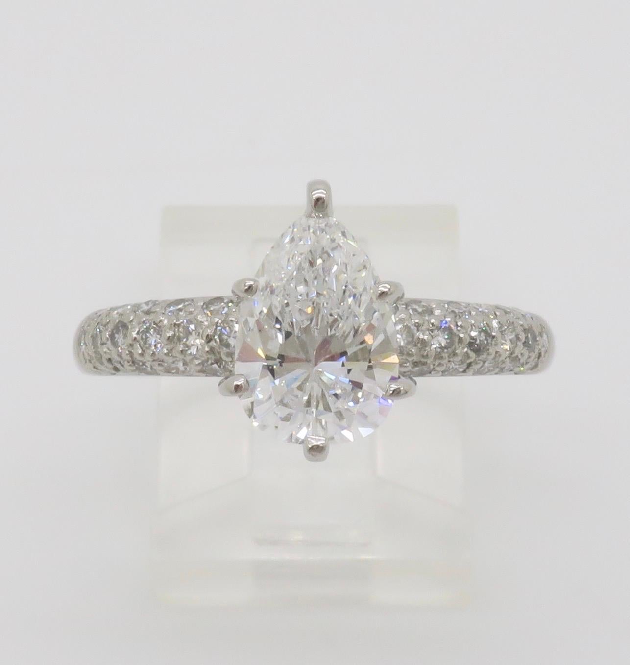 1.88CTW Pear Shaped Diamond Engagement Ring in Platinum 6