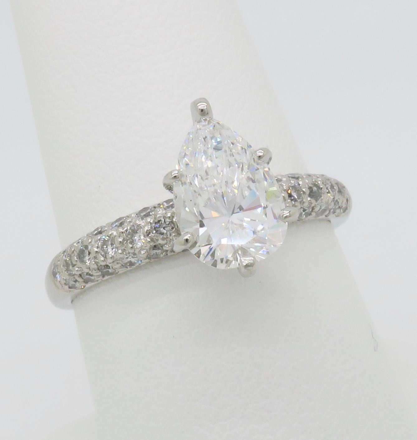 1.88CTW Pear Shaped Diamond Engagement Ring in Platinum 1