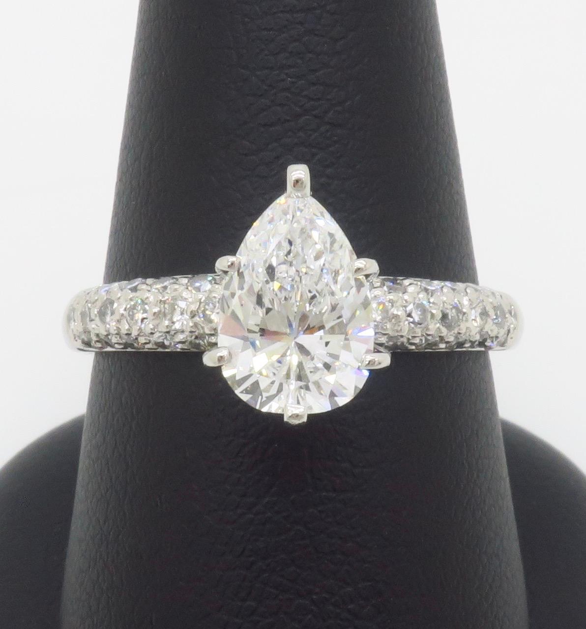 1.88CTW Pear Shaped Diamond Engagement Ring in Platinum 2
