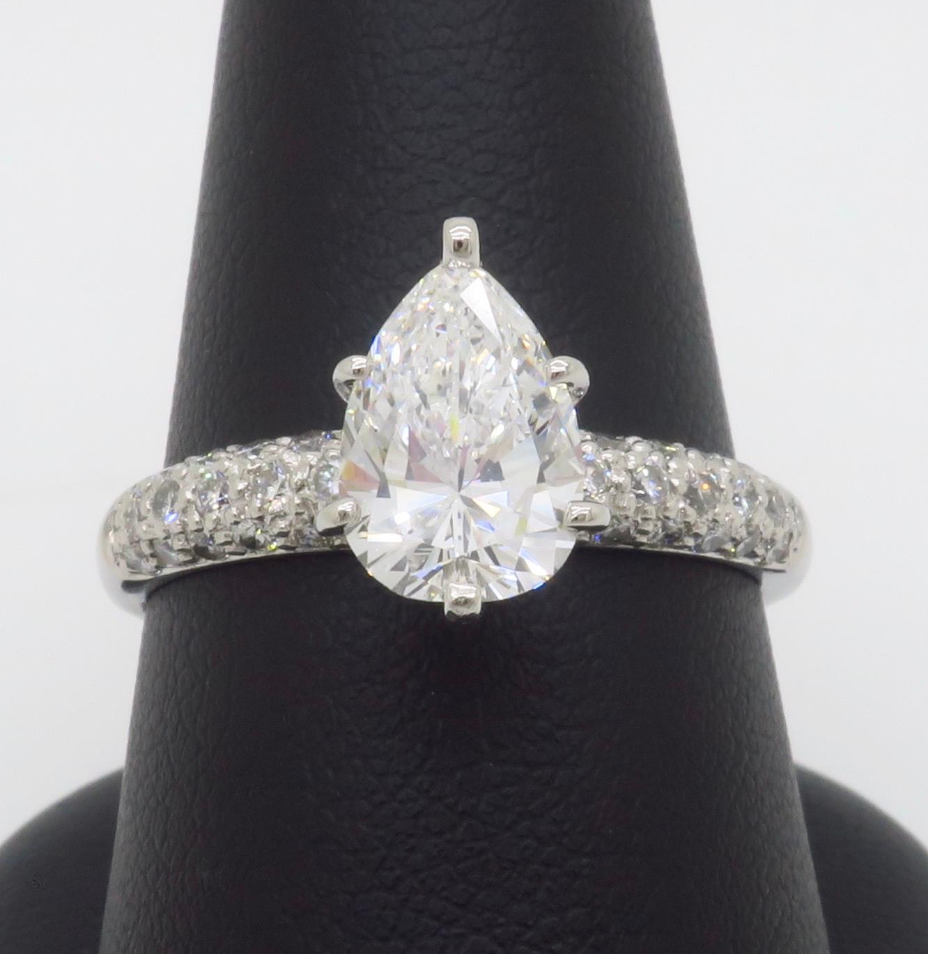 1.88CTW Pear Shaped Diamond Engagement Ring in Platinum 3