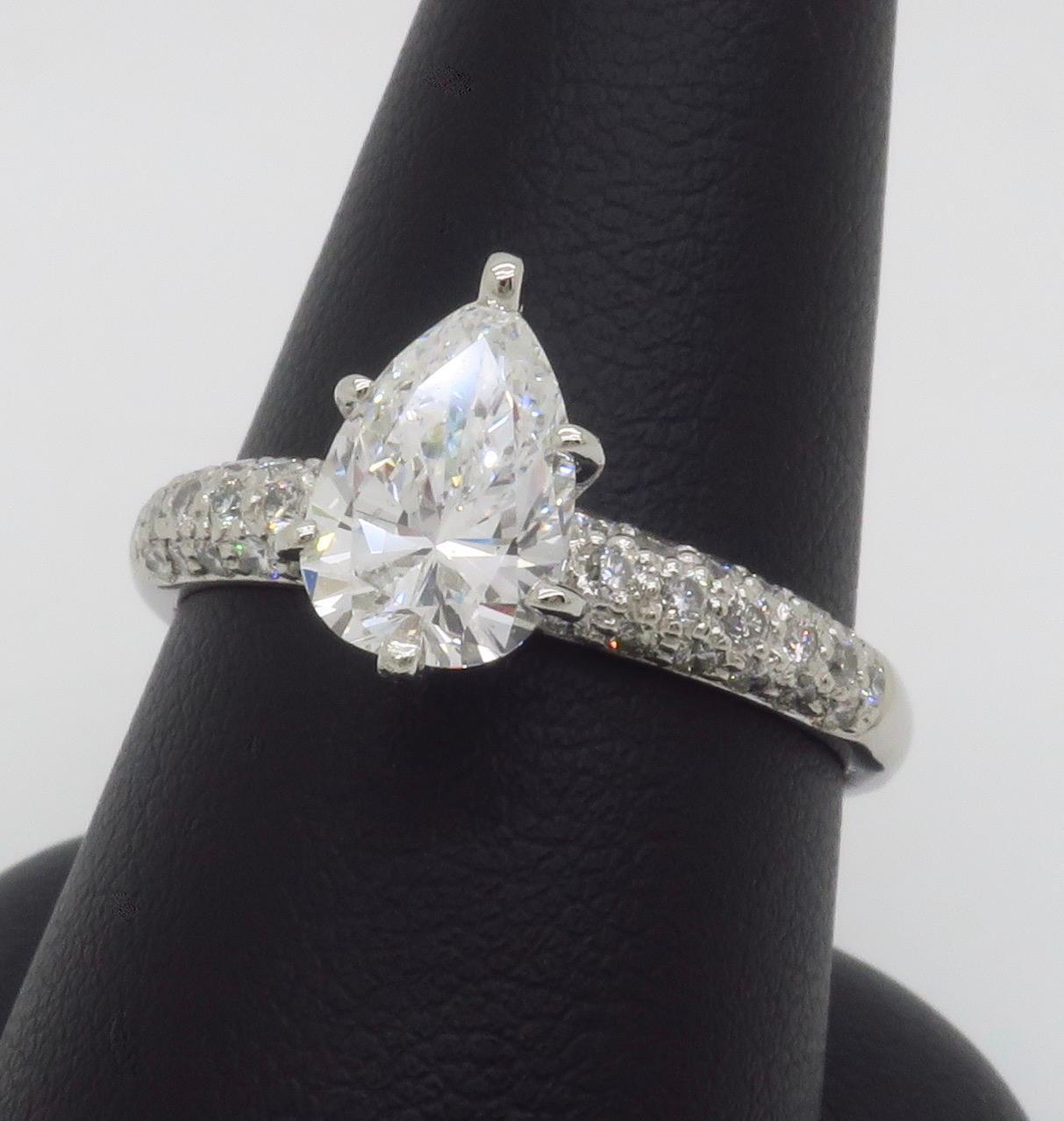 1.88CTW Pear Shaped Diamond Engagement Ring in Platinum 4