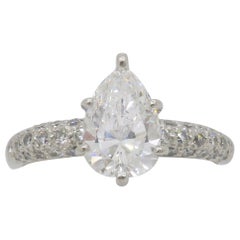 1.88CTW Pear Shaped Diamond Engagement Ring in Platinum