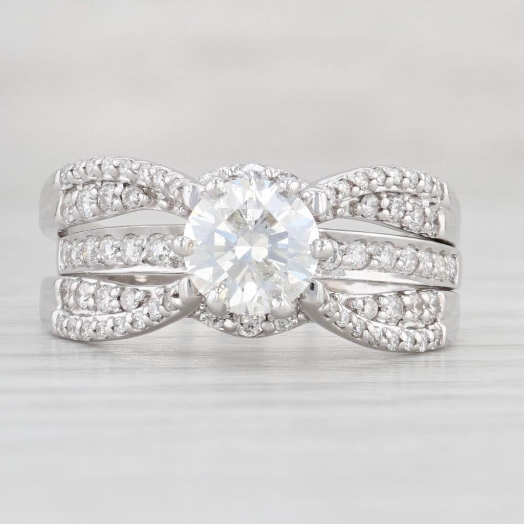1.88ctw Round Diamond Engagement Ring 14k White Gold Size 9 GIA Bridal Set For Sale 1