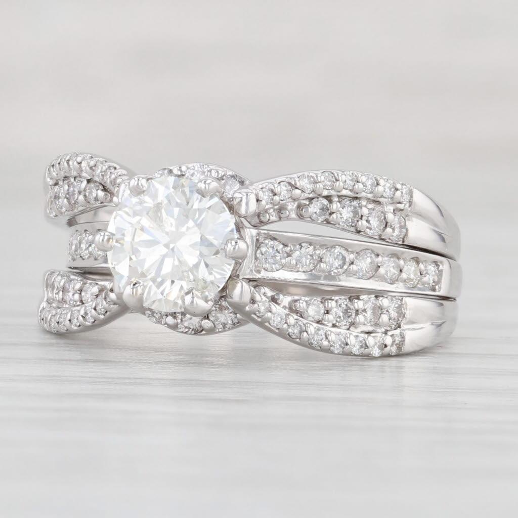 1.88ctw Round Diamond Engagement Ring 14k White Gold Size 9 GIA Bridal Set For Sale 2