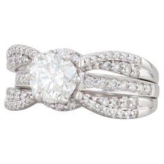 1,88 ctw runder Diamant Verlobungsring 14k Weißgold Größe 9 GIA Braut-Set