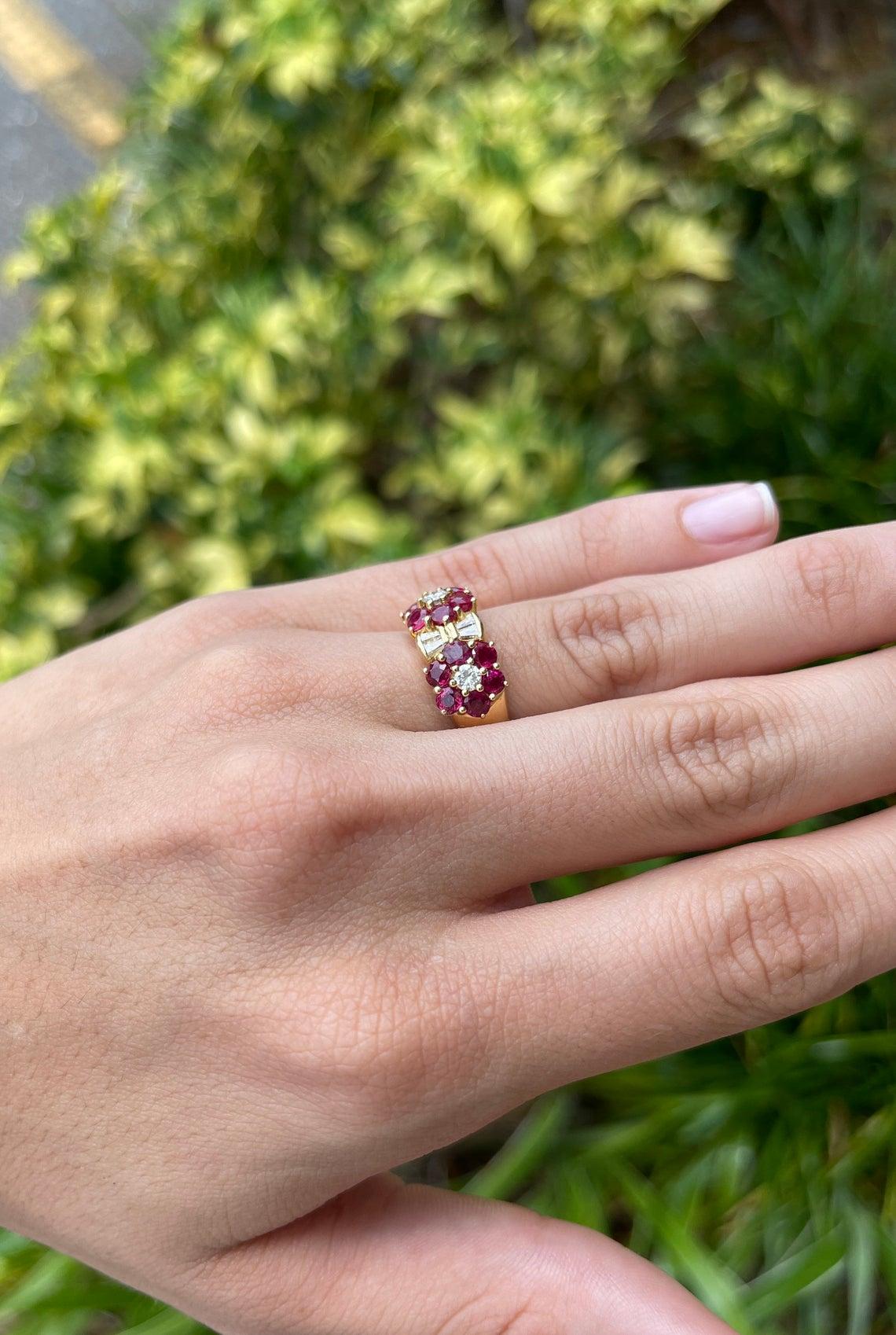 1.88tcw 18K Ruby & Diamond Wide Band Cluster Ring In New Condition For Sale In Jupiter, FL