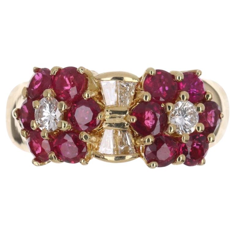 1.88tcw 18K Ruby & Diamond Wide Band Cluster Ring