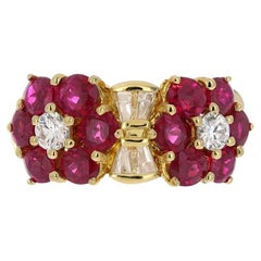 1.88tcw 18K Ruby & Diamond Wide Band Cluster Ring