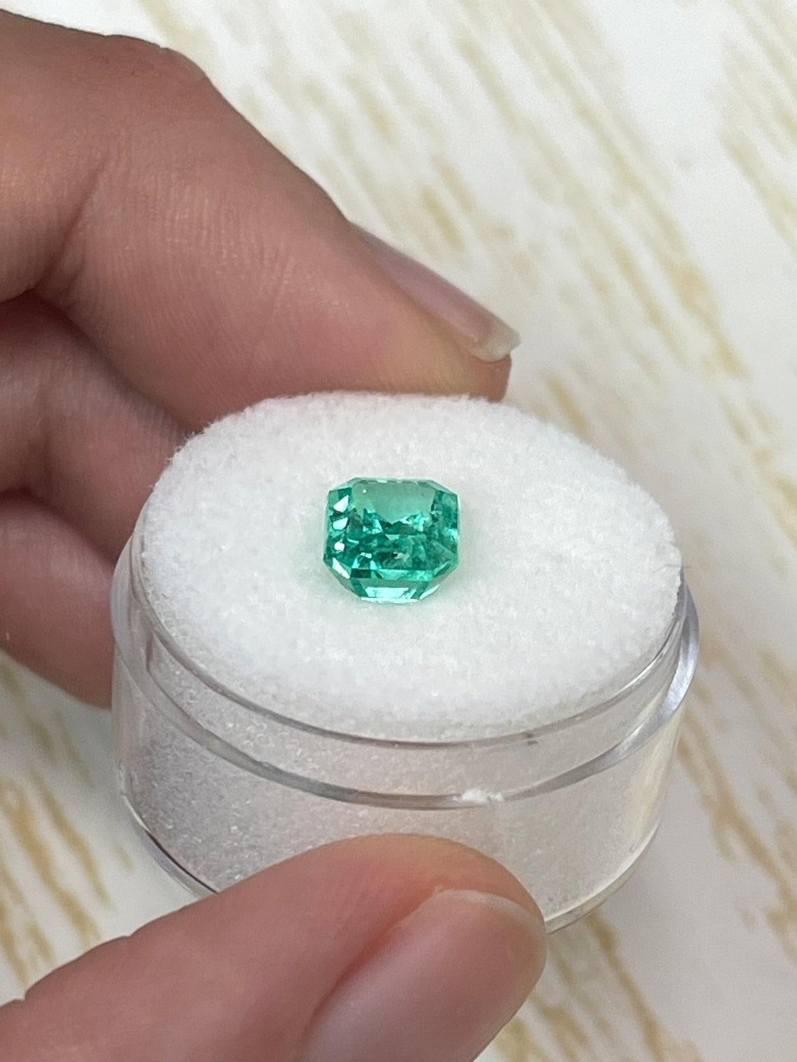 1.89 Carat 8.3x6.8 Medium Green Colombian Emerald - Emerald Cut May Birthstone For Sale 1