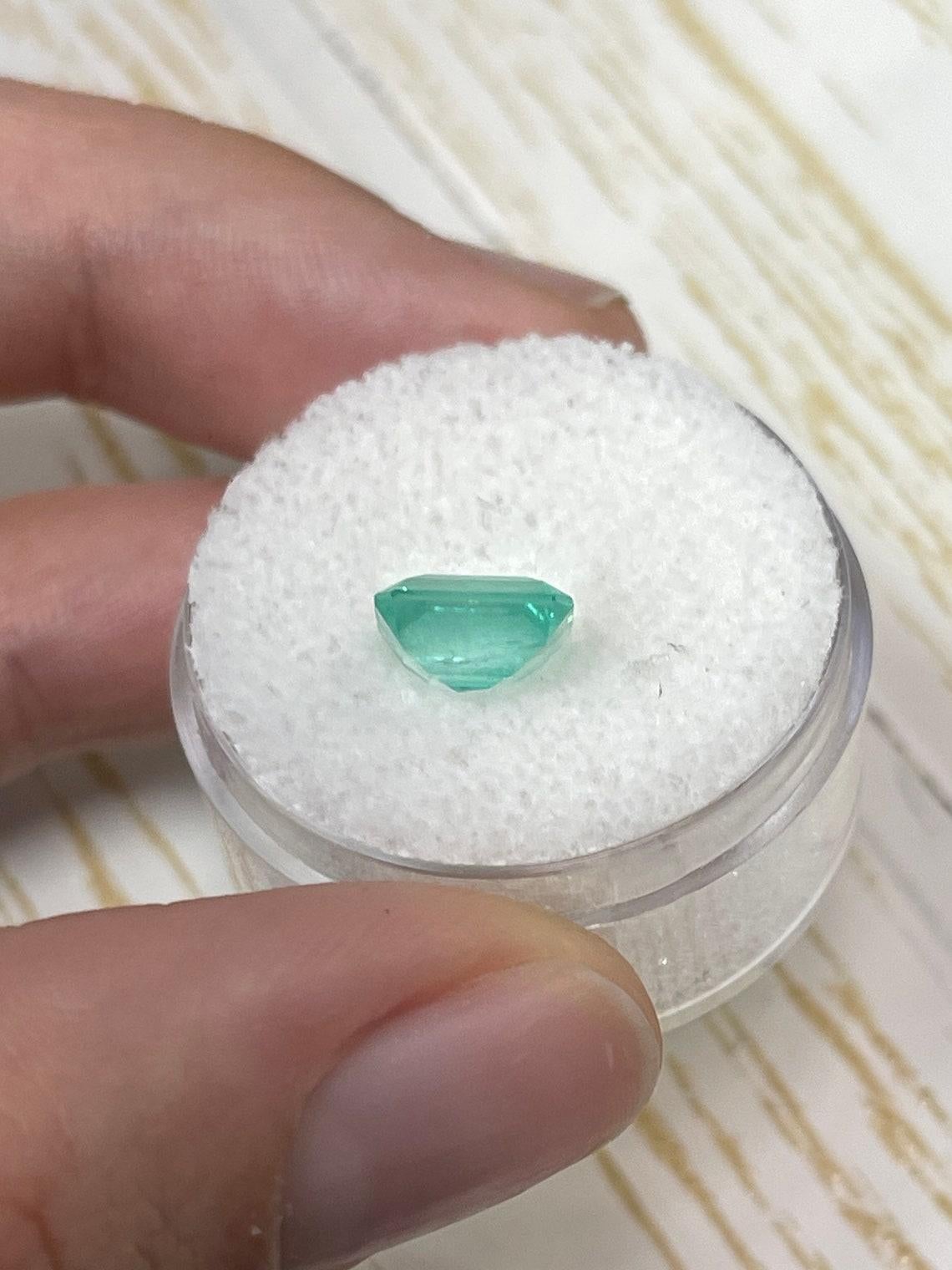1.89 Carat 9x7 Pastel Green Colombian Emerald - Chunky Emerald Cut May Birthston For Sale 2