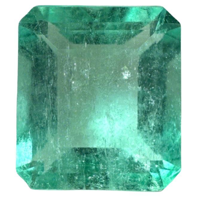 1.89 Carat 9x7 Pastel Green Colombian Emerald - Chunky Emerald Cut May Birthston For Sale