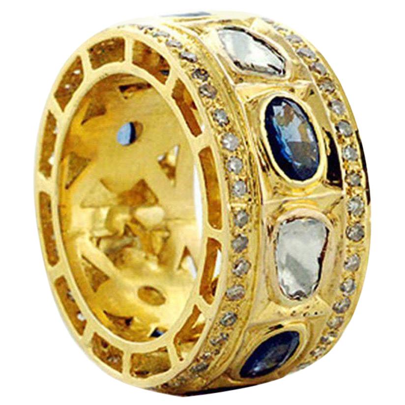 1.89 Carat Blue Sapphire Diamond 18 Karat Gold Ring
