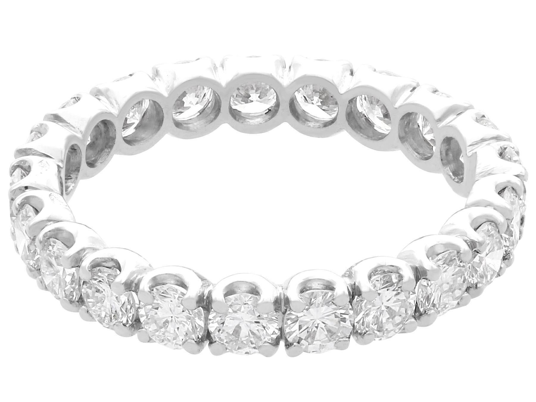 Round Cut 1.89 Carat Diamond and White Gold Full Eternity Ring, circa 1980 For Sale