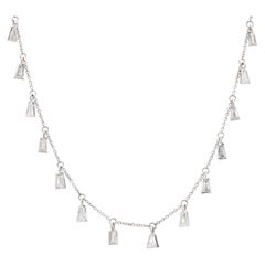 1.89 Carat Diamond Drop Chain Necklace in 18K White Gold 