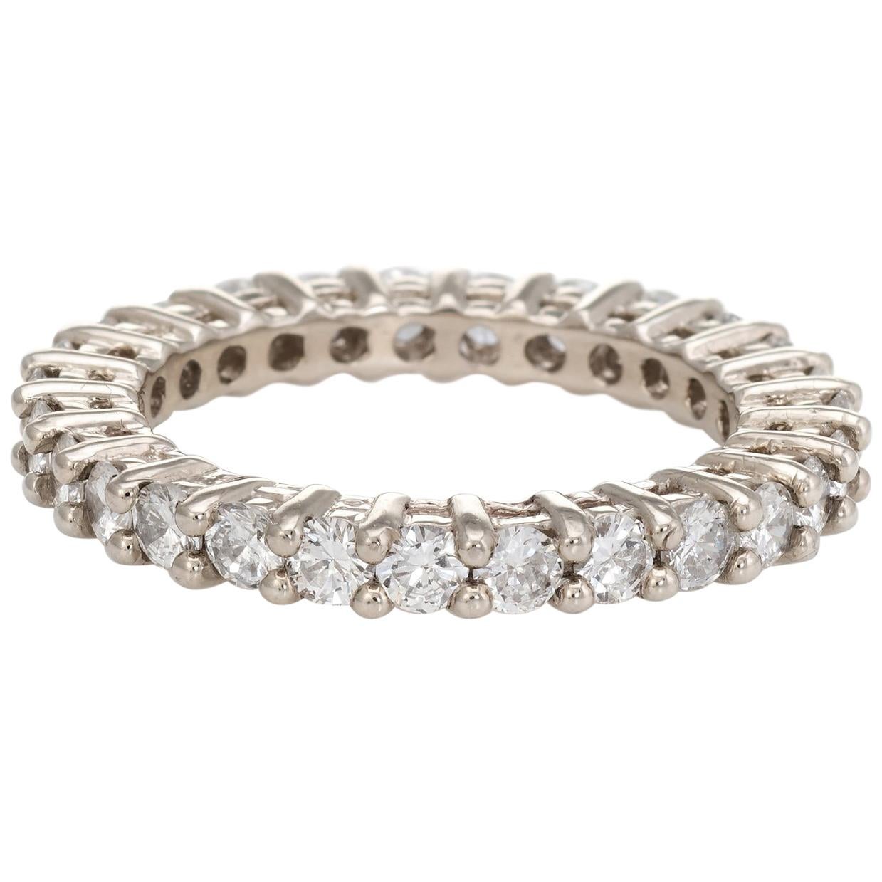 Vintage Green Enamel Ring 18 Karat Yellow Gold Eternity Stacking Estate