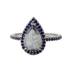 1.89 Carat Fancy Dark Gray Pear Shape Rose Cut Diamond Ring GIA Certified
