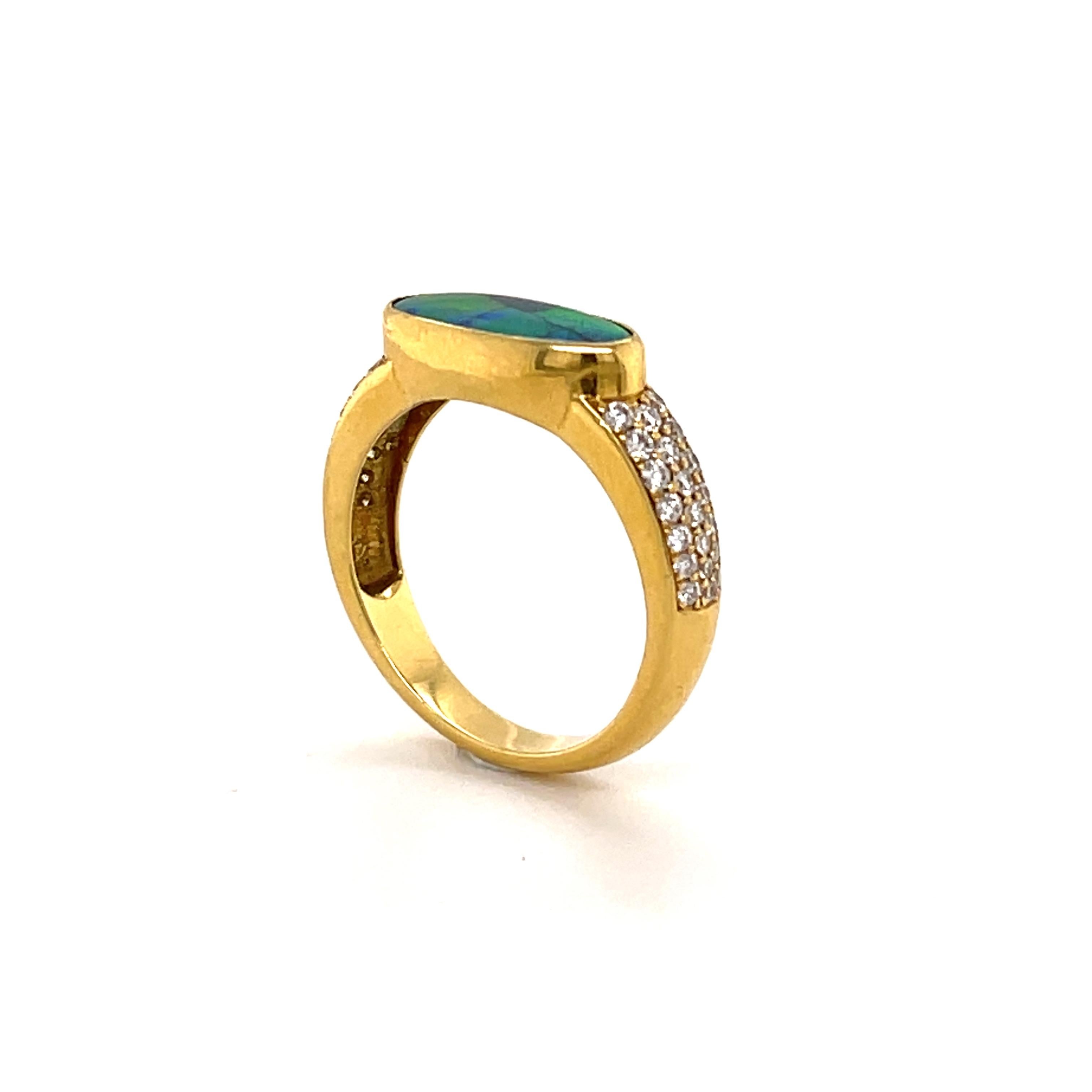 1.89 Carat Lightning Ridge Opal Gold Ring with Diamonds 2