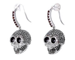 1.89 Carat Natural Fancy Color Diamond Skull Earring