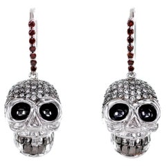 1.89 Carat Natural Fancy Color Diamond Skull Earring