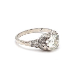 1.89 Carat Old European Cut L VVS2 Diamond Platinum Engagement Ring