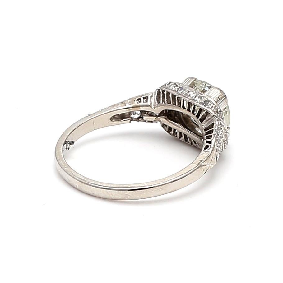 Women's 1.89 Carat Old European Cut L VVS2 Diamond Platinum Engagement Ring For Sale