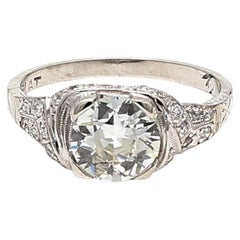 1.89 Carat Old European Cut L VVS2 Diamond Platinum Engagement Ring