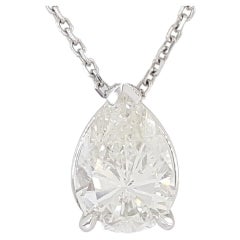 1.89 Carat Pear Cut Diamond Pendant Necklace