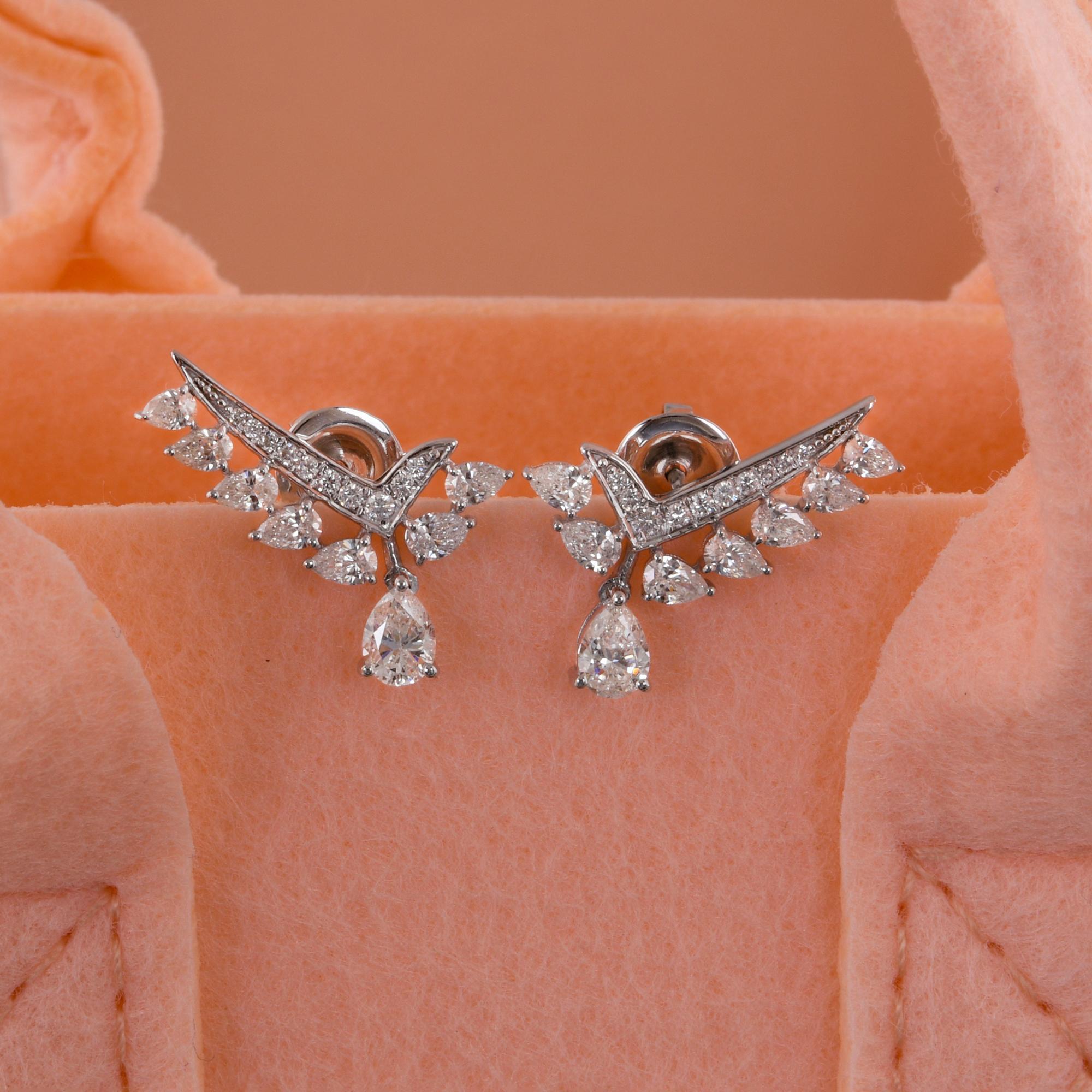1,89 quilates SI Claridad HI Color Pendientes de diamantes Oro Blanco de 14 quilates Joyería fina Moderno en venta