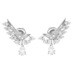 1.89 Carat SI Clarity HI Color Diamond Earrings 14 Karat White Gold Fine Jewelry