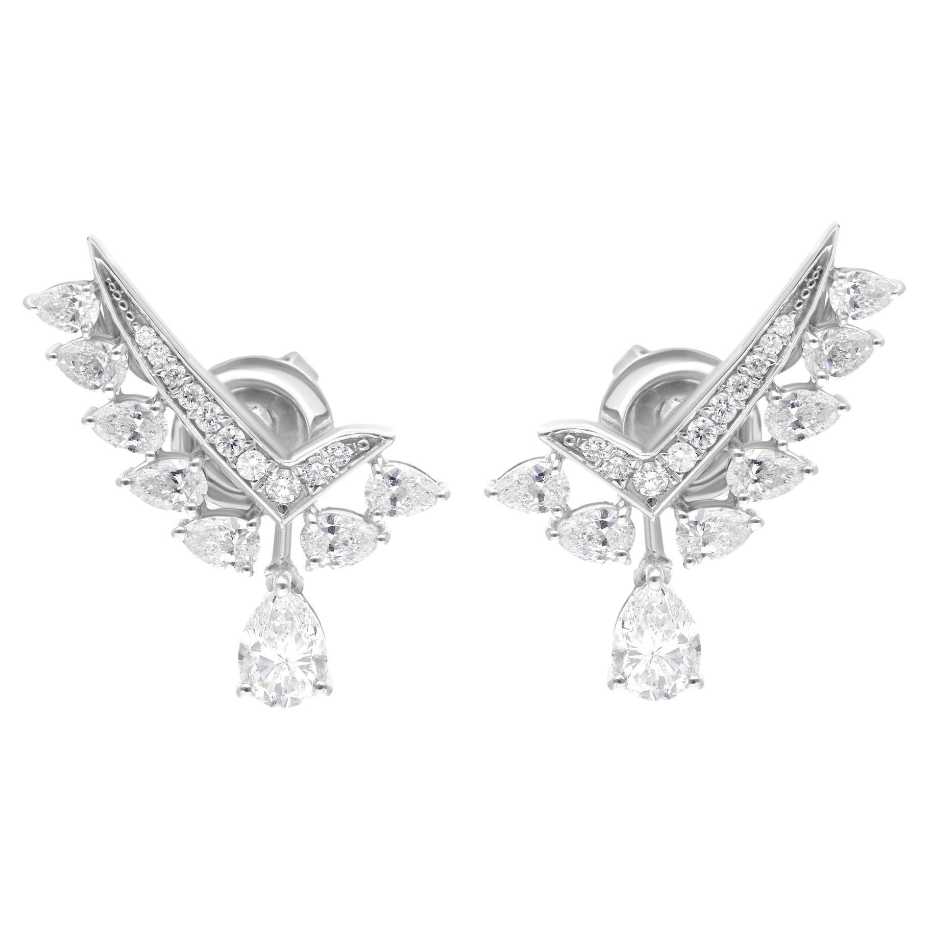 1.89 Carat SI Clarity HI Color Diamond Earrings 18 Karat White Gold Fine Jewelry
