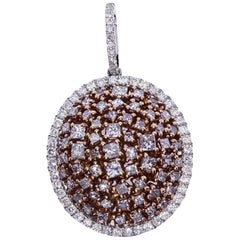 1.89 Carat White Diamond and Natural Pink Diamond Cluster Pendant Necklace