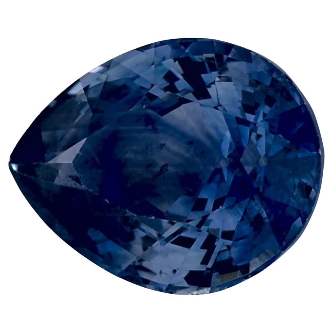 1.89 Ct Blue Sapphire Pear Loose Gemstone For Sale