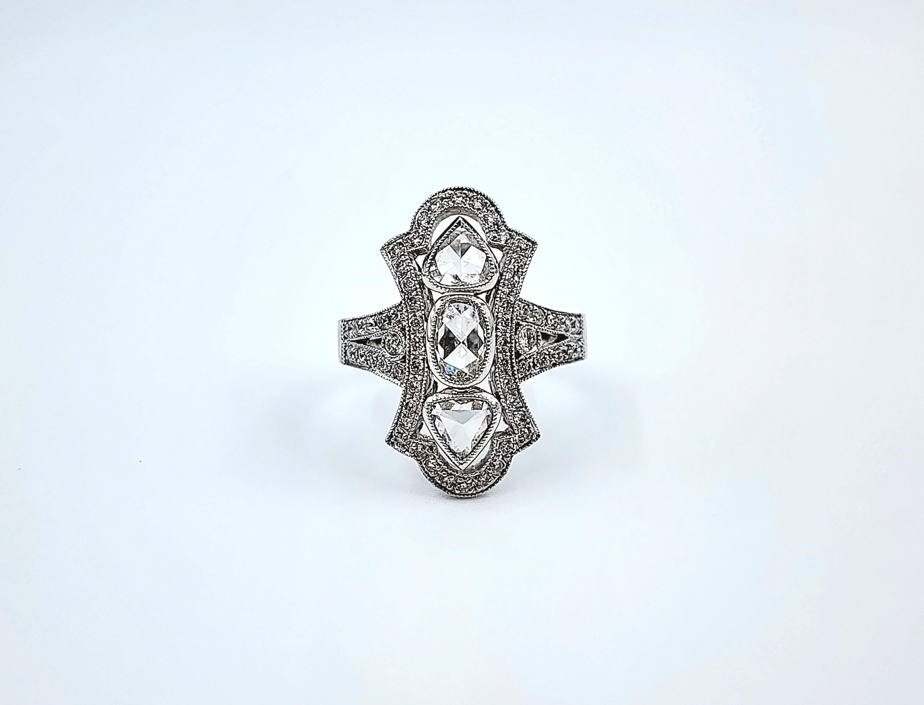 1.89 ct Rose Cut Diamond Ring For Sale 5