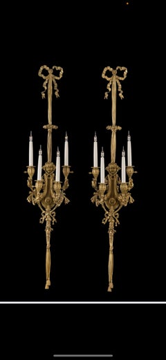 1890/1900′ 3 Pairs of Louis XVI Style Gilt, Bronze Four-Lights After Gouthiere