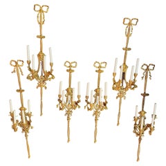1890/1900′ 3 Pairs of Louis XVI Style Gilt, Bronze Four-Lights After Gouthiere