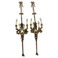 Pair of Louis XVI Style Gilt- Bronze Four-Lights After Gouthiere, 1890-1900