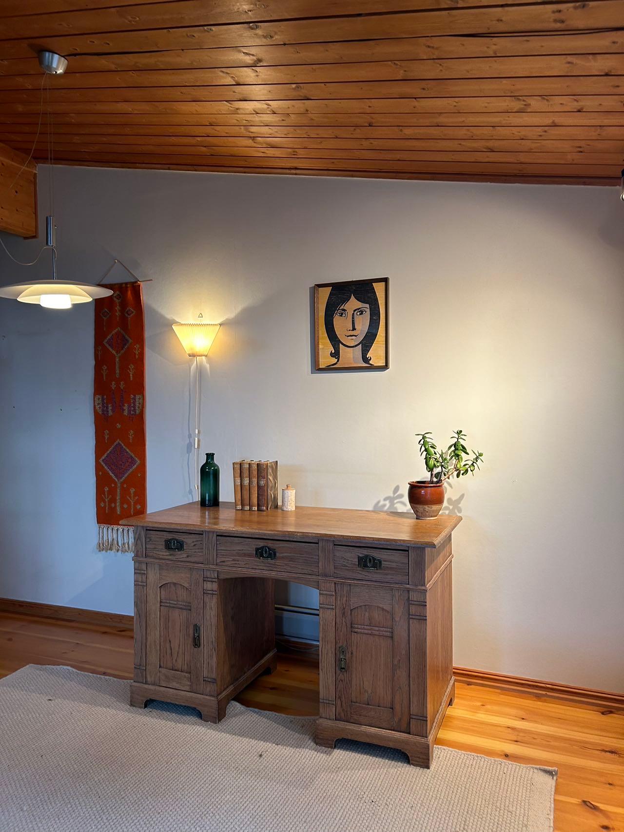 1890-1910 Oak Writing Table, Late-Art Nouveau, Norway / Denmark For Sale 8