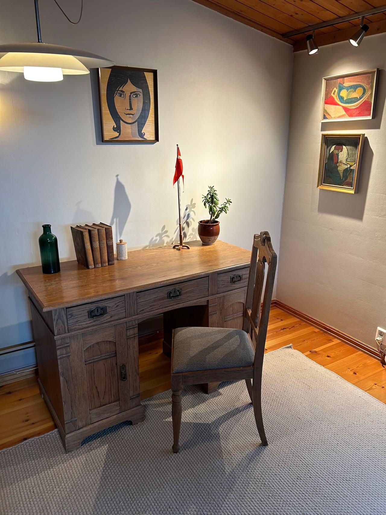Danish 1890-1910 Oak Writing Table, Late-Art Nouveau, Norway / Denmark For Sale