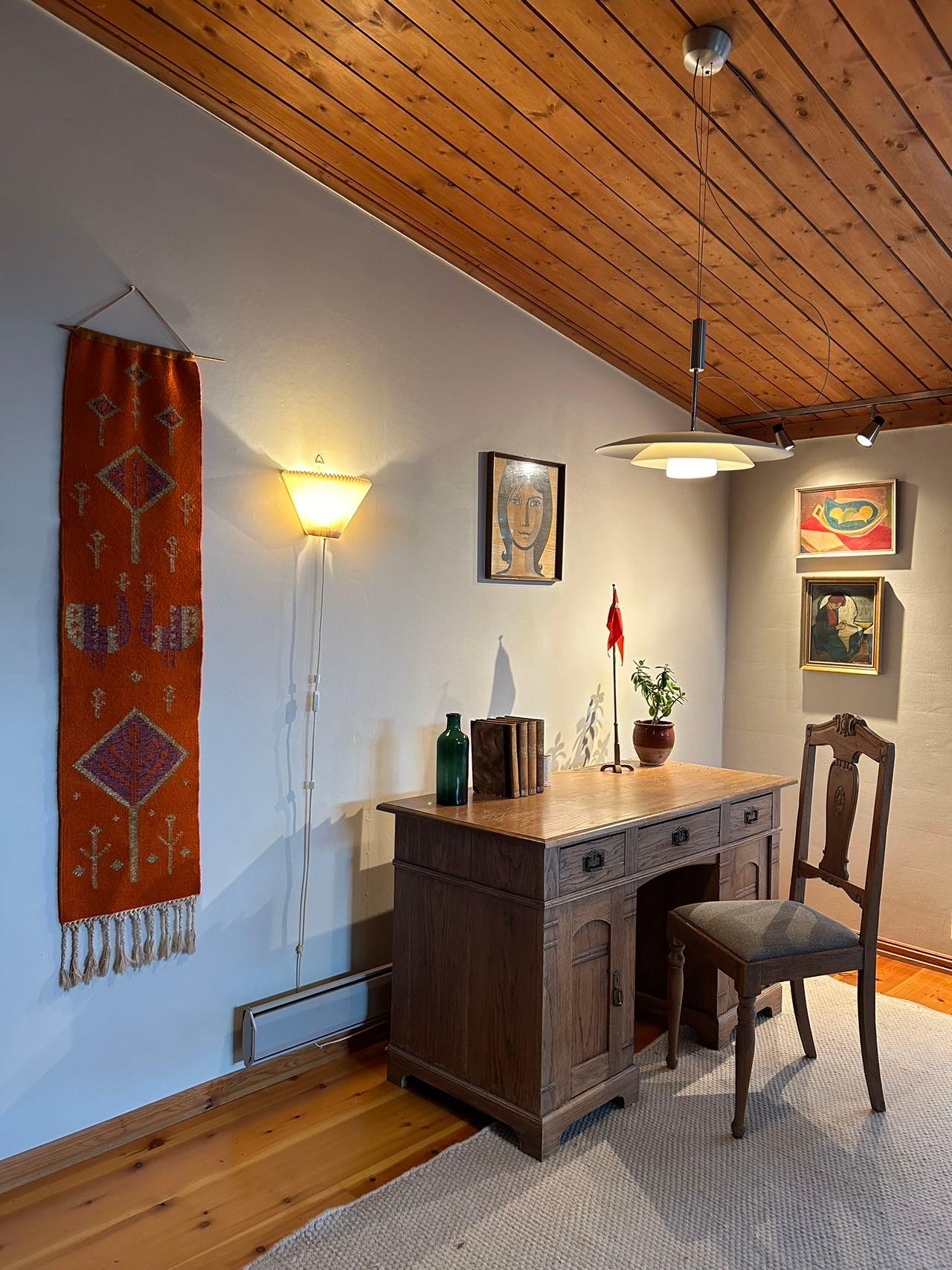 Hand-Crafted 1890-1910 Oak Writing Table, Late-Art Nouveau, Norway / Denmark For Sale