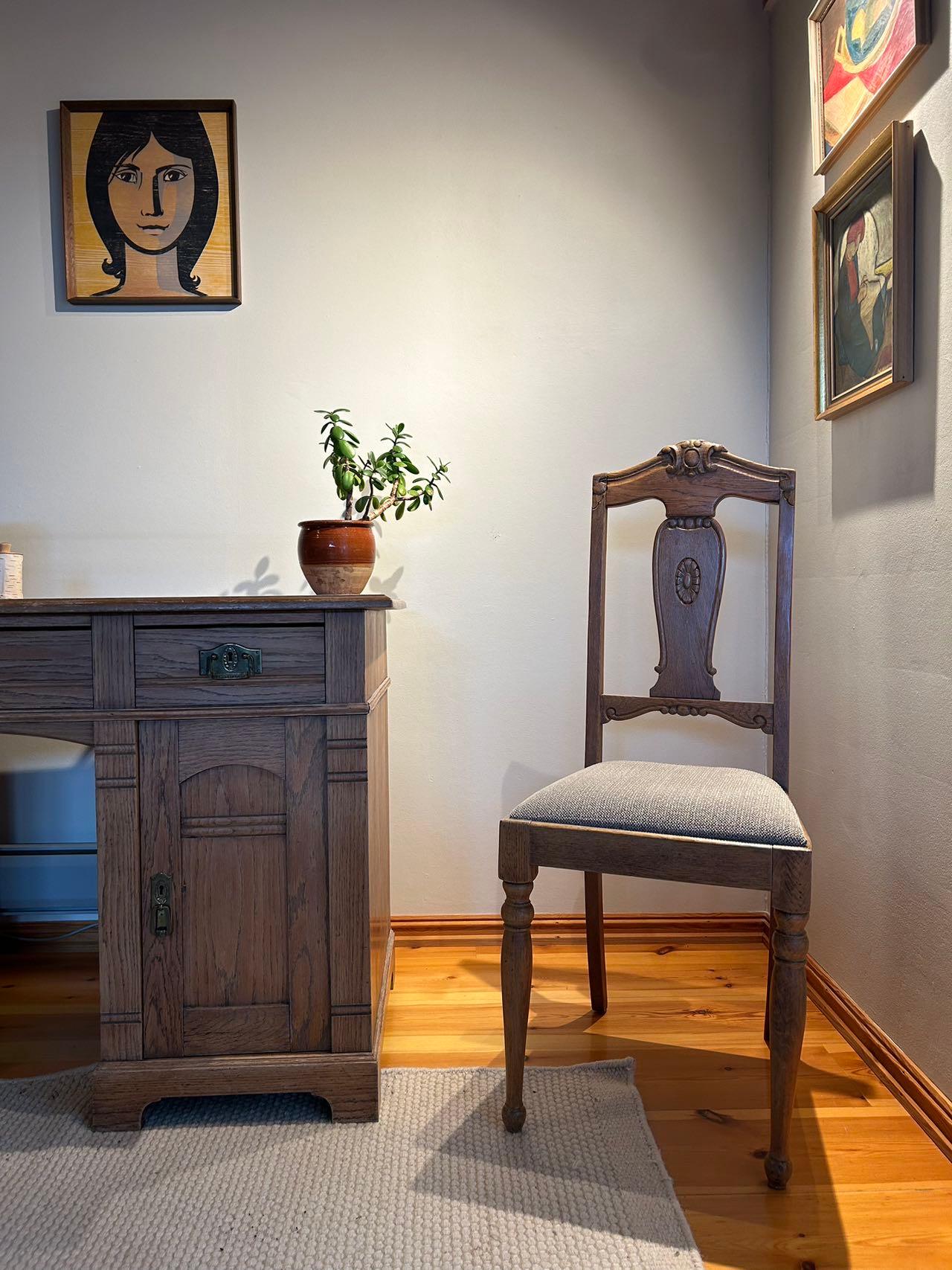 19th Century 1890-1910 Oak Writing Table, Late-Art Nouveau, Norway / Denmark For Sale