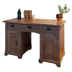 Antique 1890-1910 Oak Writing Table, Late-Art Nouveau, Norway / Denmark