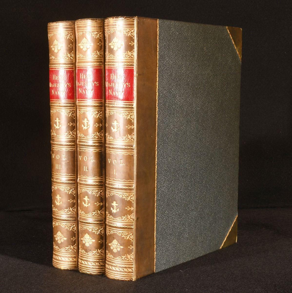 A smartly bound first edition set of this brilliant history of the Royal Navy, complete with striking chromolithographs.

The first edition.

Complete in three volumes.

An expansive study on the Royal Navy, as it was towards the end of the