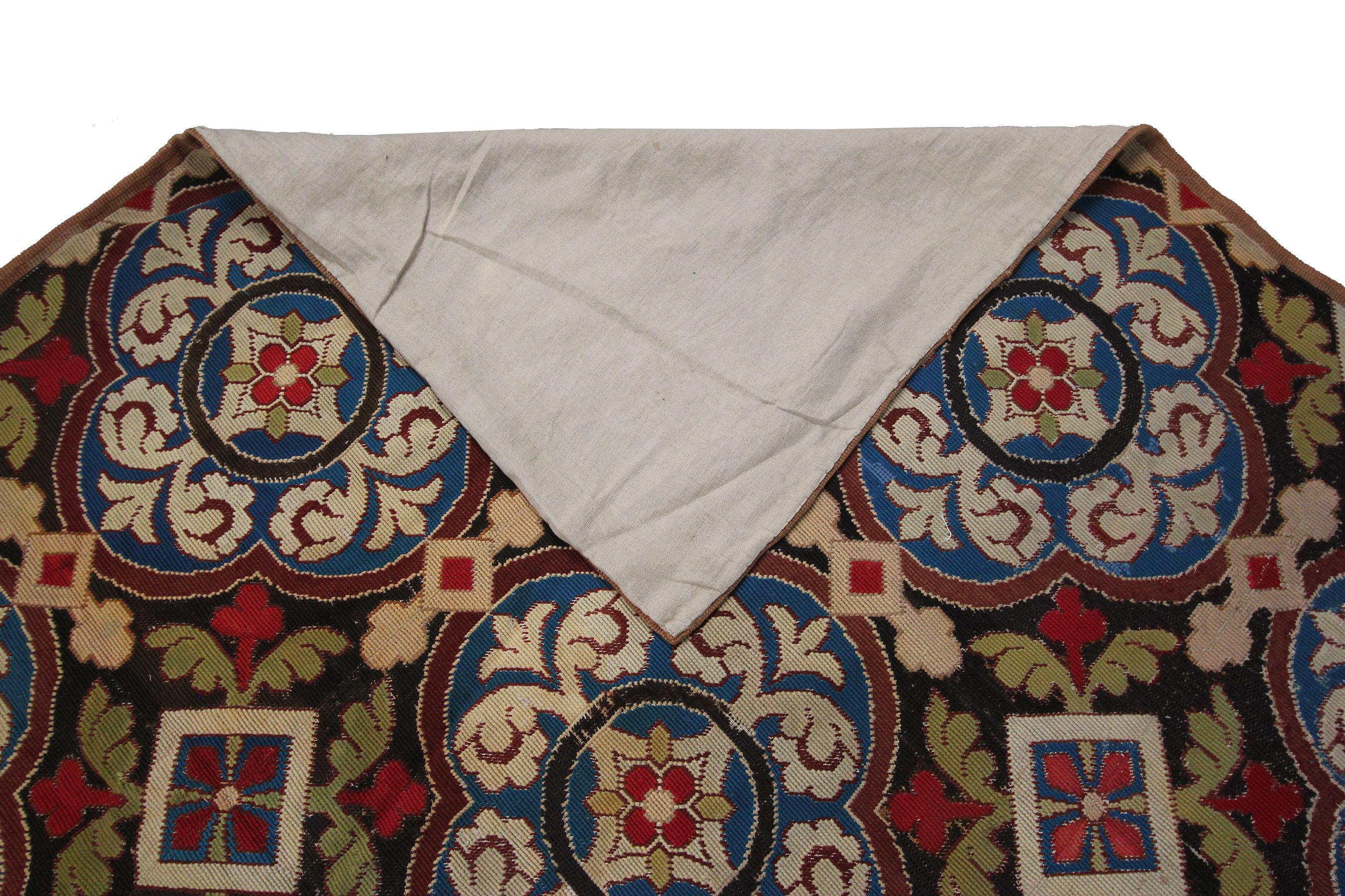 1890 Antike englische Nadelspitze Overall Geometrischer Teppich Wandteppich 7x10 214x305cm im Angebot 1