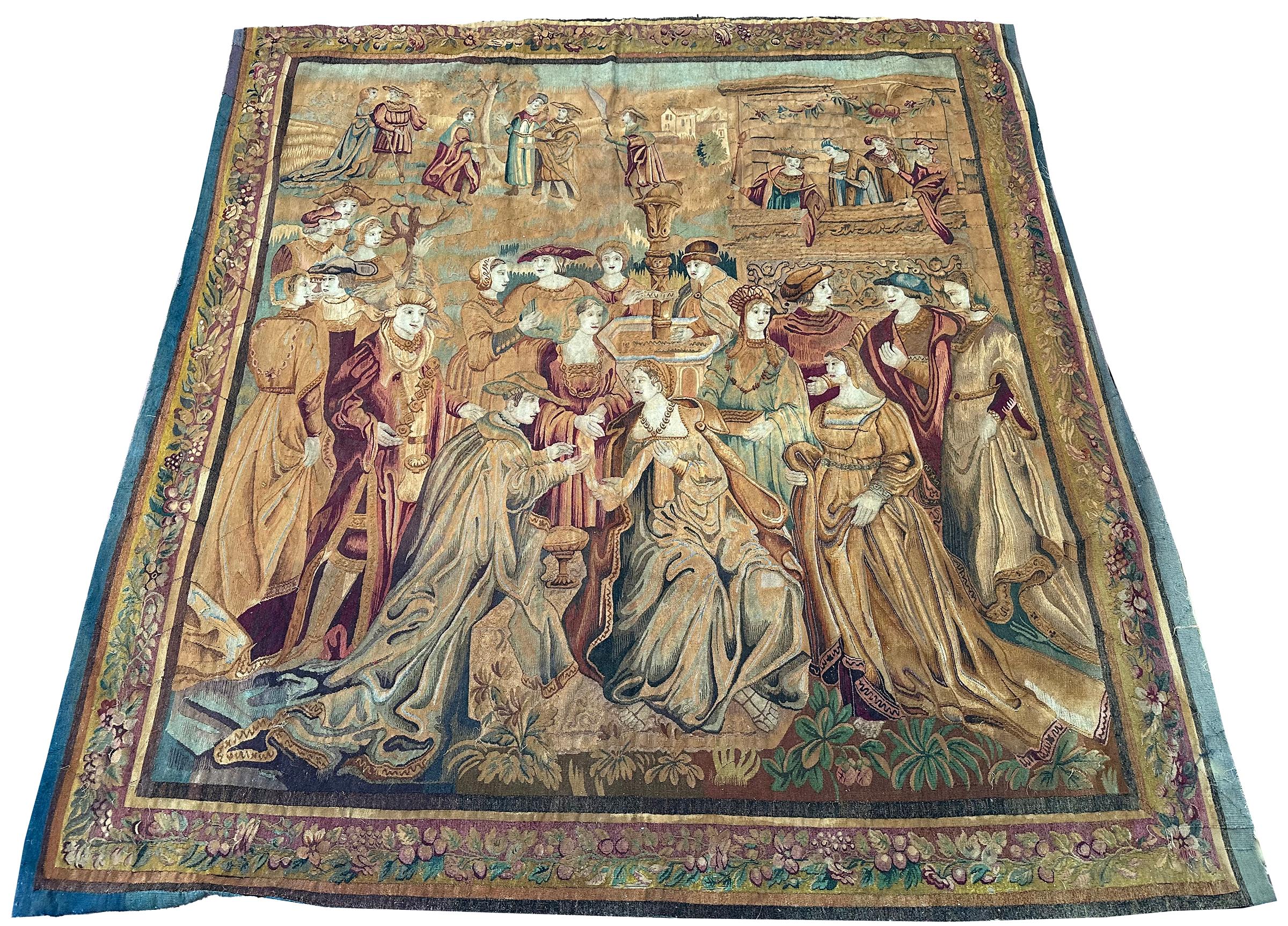 1890 Antique French Tapestry Arts & Crafts Ceremonial 8x9
7'10