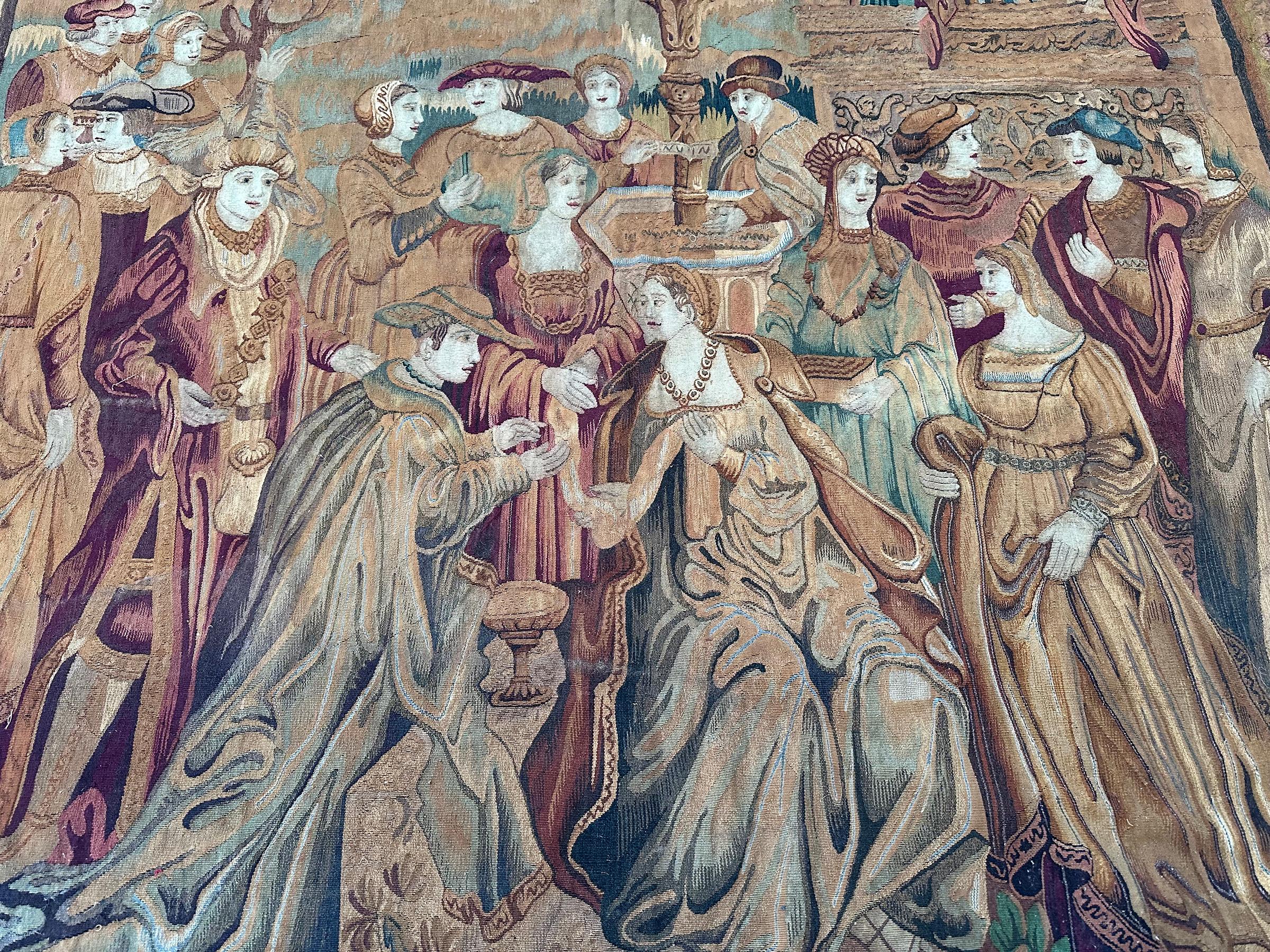 1890 Antique French Tapestry Arts & Crafts Ceremonial 8x9 239cm x 257cm In Good Condition For Sale In New York, NY