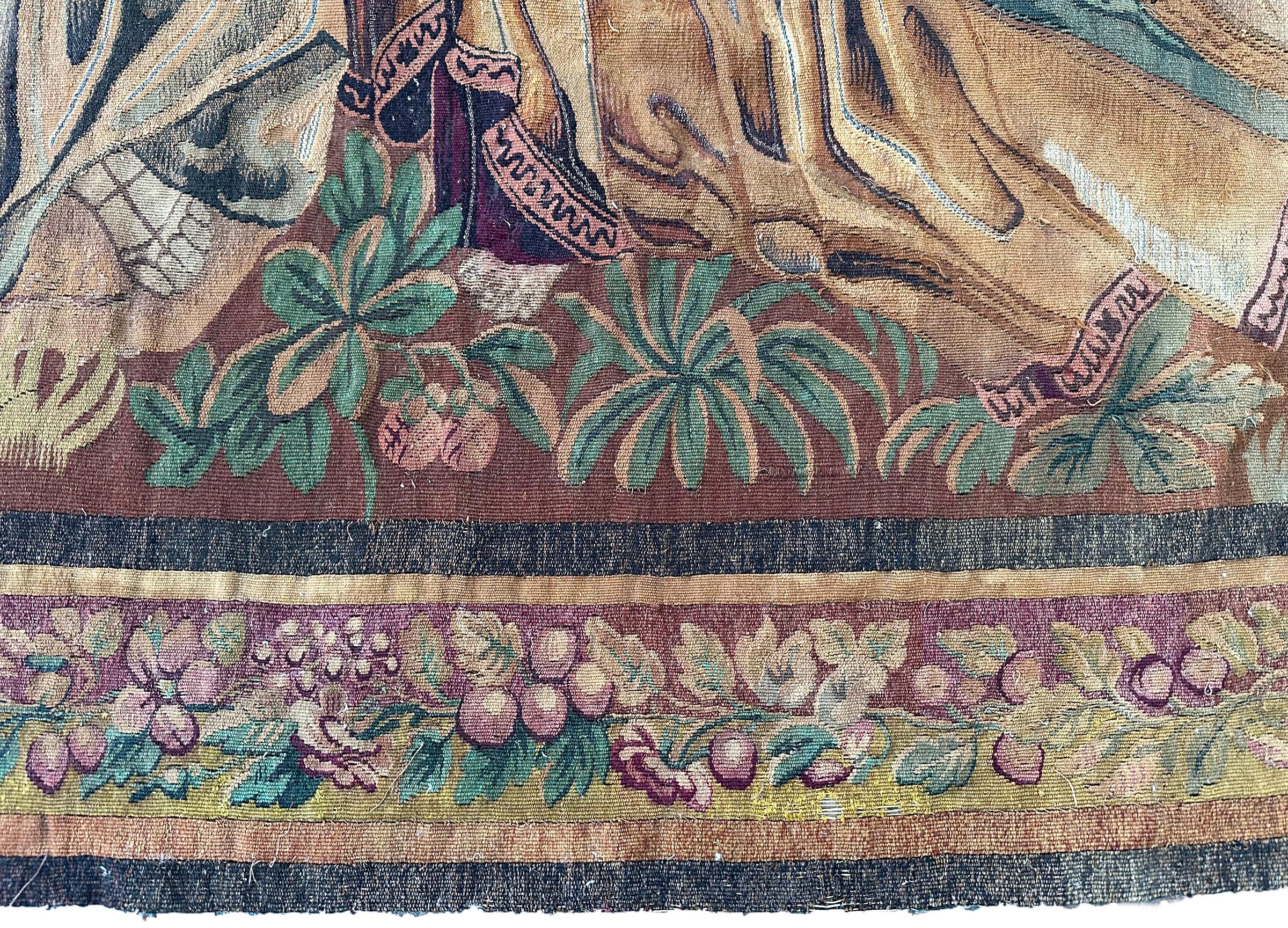 Antiker französischer Wandteppich im Stil des Arts and Crafts von 1890, zeremonieller 8x9 239 cm x 257cm im Angebot 2