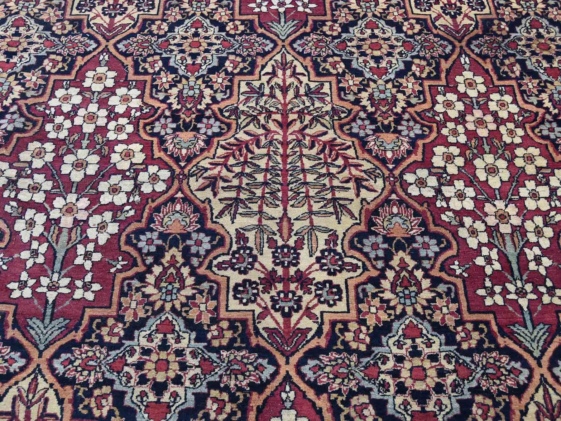 Kirman 1890 Antique Persian Kermanshah Rug, Even Wear, Majestic Garden For Sale